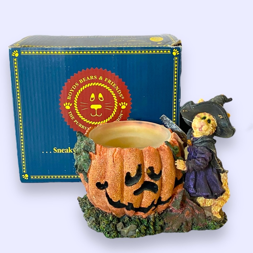Sabrina Punkinpuss Spooky Creations Boyd’s Bears Halloween Cat Votive #81011